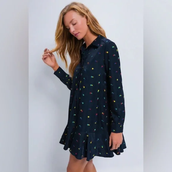 Tuckernuck Navy Embroidered Callahan Shirt Dress - Picture 7 of 8
